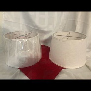 White linen drum lamp shades